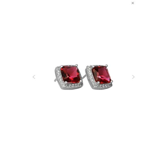 2.5 CT. Lab Ruby Cushion Cut Halo Stud Earrings~.925 Sterling Silver - Picture 3 of 4